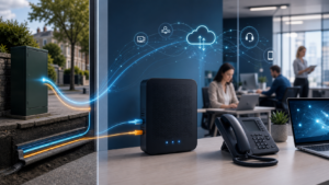 Small business router connected to a data-first SOGEA broadband service