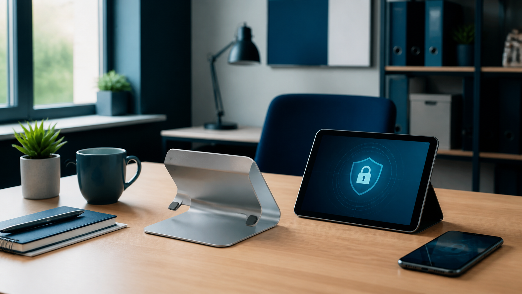 Managed office devices with a security lock displayed after a business laptop goes missing